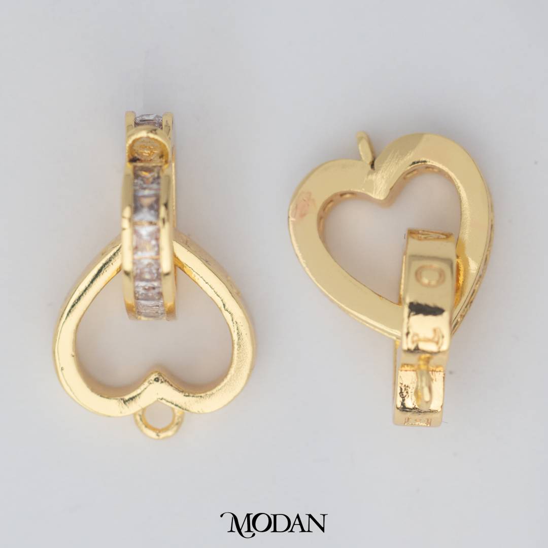 Double Love Interlocking Heart DIY Connector Liontin Dua Hati Gandeng Hypoallergenic Gold Filled