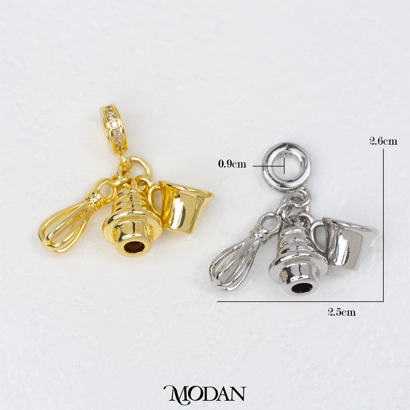Baking Tools Set Charm DIY Charm Liontin Alat Membuat Kue Hypoallergenic Gold Filled