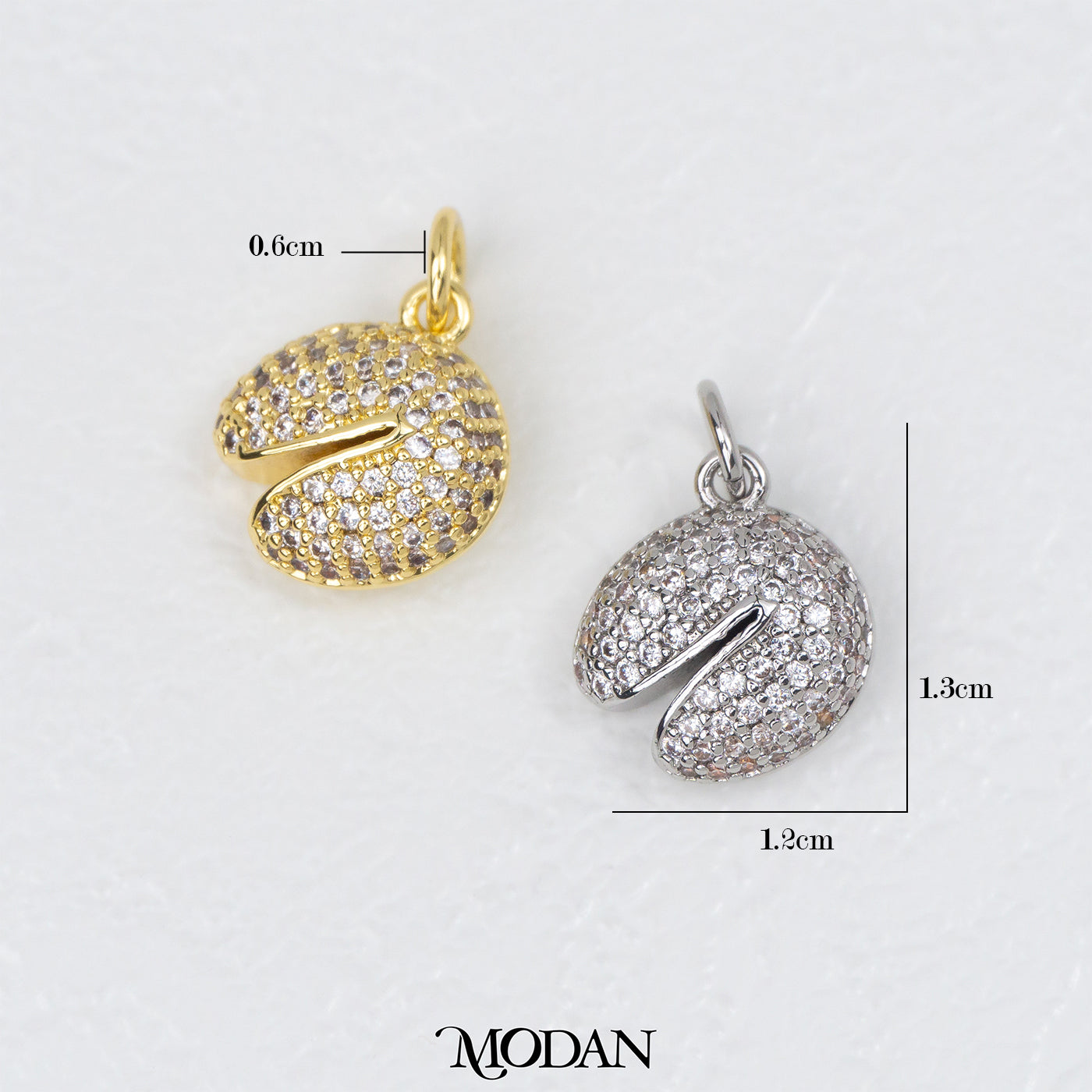 Sparkling Fortune Cookie Charm DIY Charm Liontin Kue Keberuntungan Hypoallergenic Gold Filled
