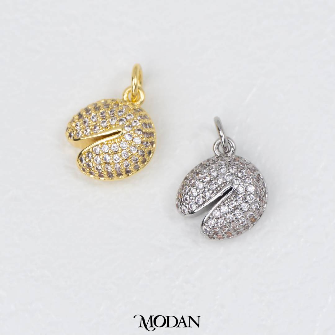 Sparkling Fortune Cookie Charm DIY Charm Liontin Kue Keberuntungan Hypoallergenic Gold Filled