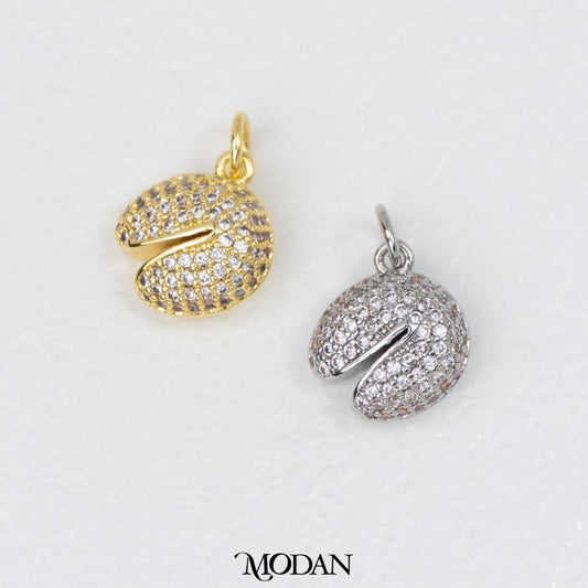 Sparkling Fortune Cookie Charm DIY Charm Liontin Kue Keberuntungan Hypoallergenic Gold Filled