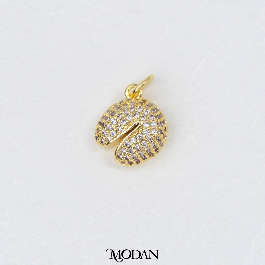 Sparkling Fortune Cookie Charm DIY Charm Liontin Kue Keberuntungan Hypoallergenic Gold Filled