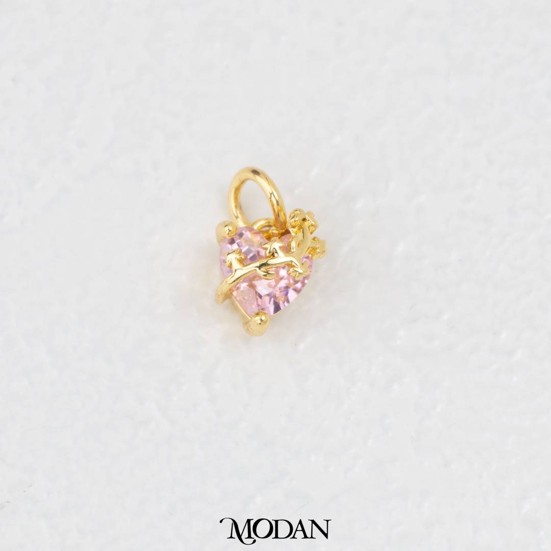 Colorful Graceful Heart Meaningful Charm DIY Charm Liontin Kalung/Gelang Hati Bermakna Hypoallergenic Gold Filled