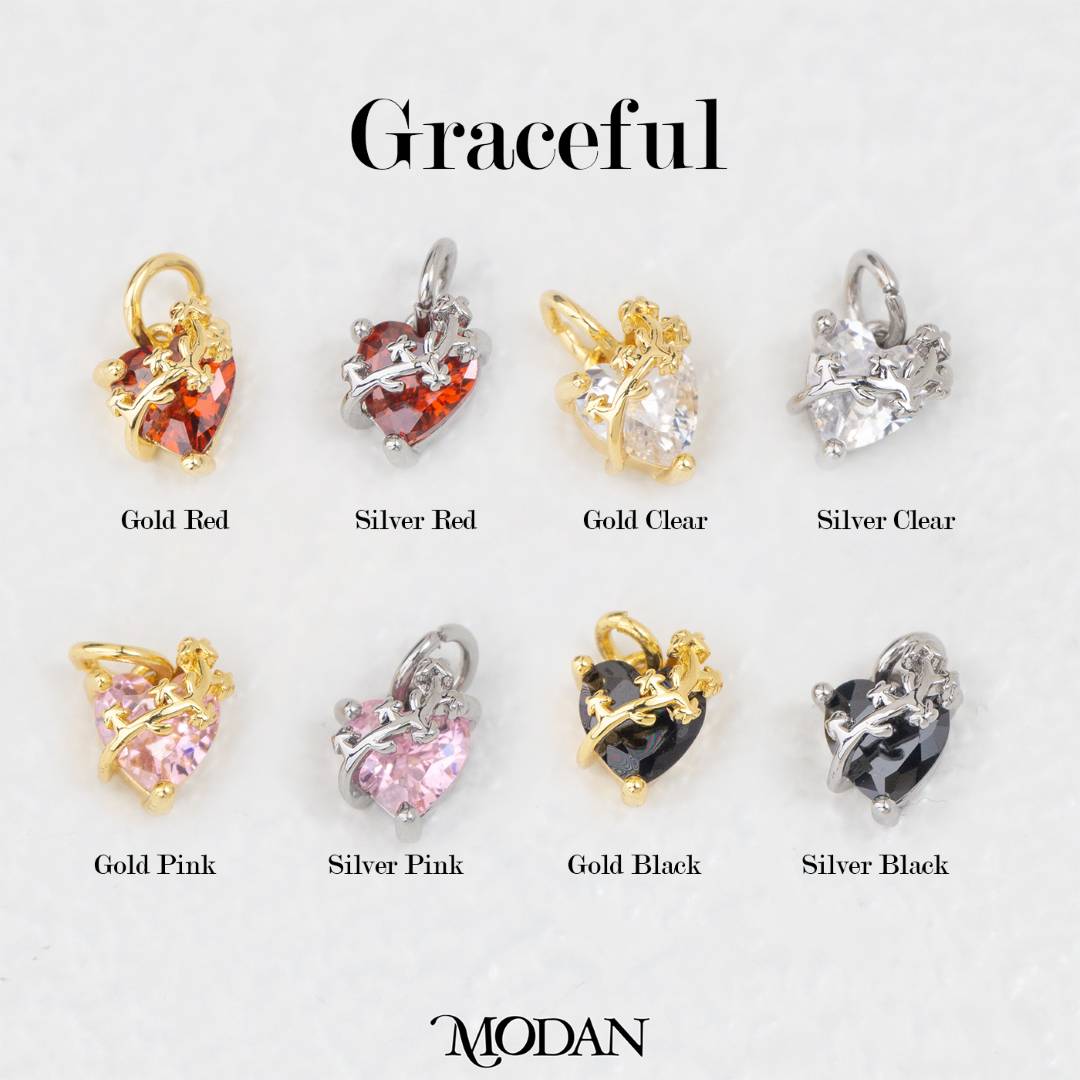 Colorful Graceful Heart Meaningful Charm DIY Charm Liontin Kalung/Gelang Hati Bermakna Hypoallergenic Gold Filled