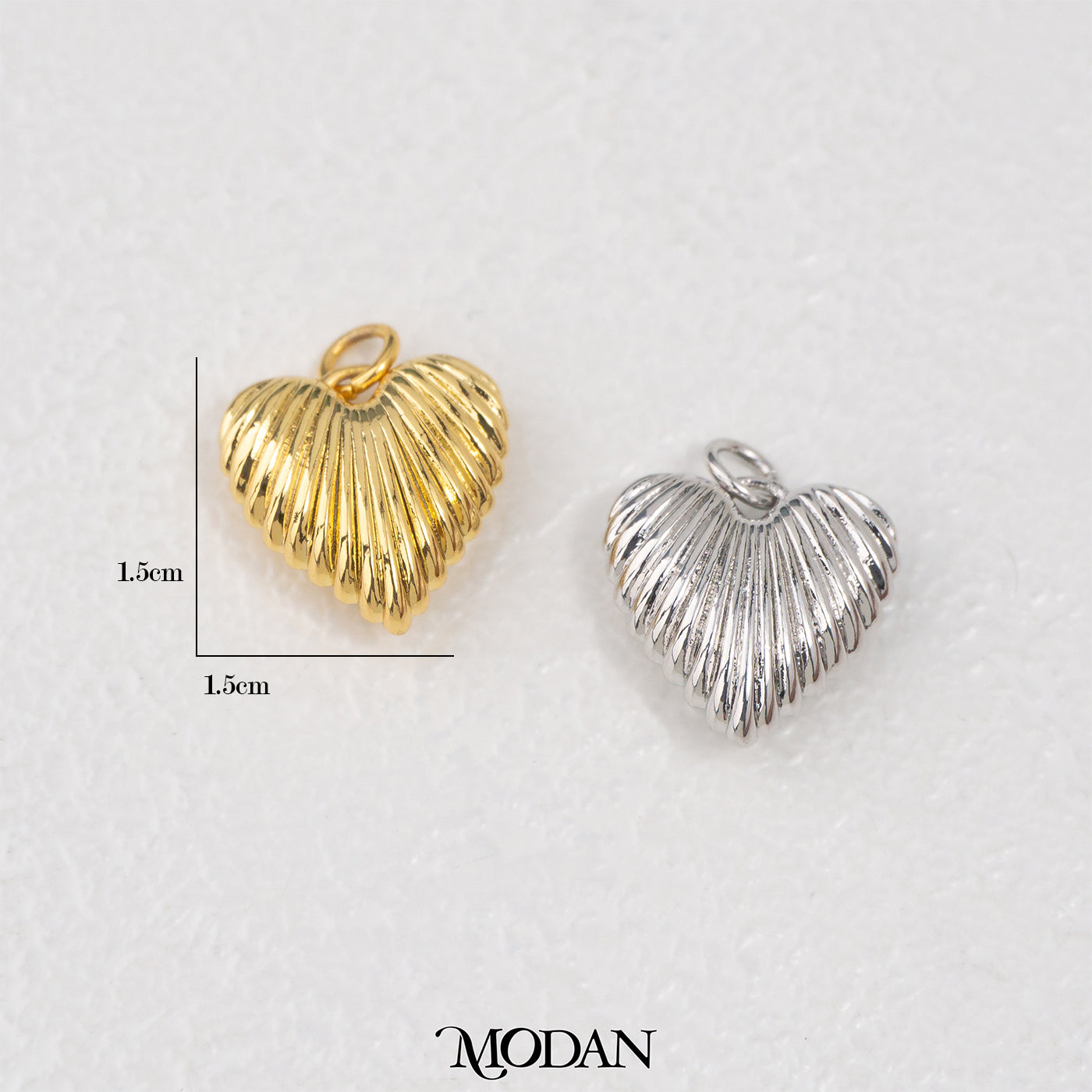 Puffed Ribbed Heart DIY Pendant Liontin Hati Balon Bertekstur Hypoallergenic Gold Filled
