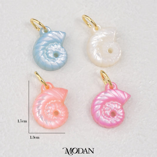 Blue White Pink Spiral Shell Charm DIY Pendant Liontin Cangkang Kerang Spiral Hypoallergenic Gold Filled