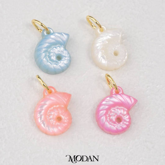 Blue White Pink Spiral Shell Charm DIY Pendant Liontin Cangkang Kerang Spiral Hypoallergenic Gold Filled