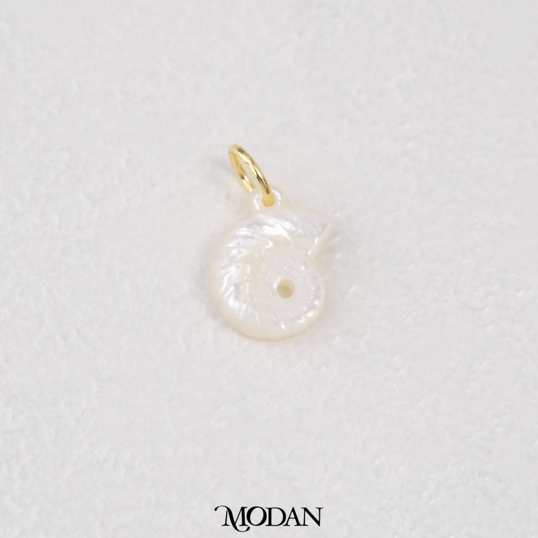 Blue White Pink Spiral Shell Charm DIY Pendant Liontin Cangkang Kerang Spiral Hypoallergenic Gold Filled