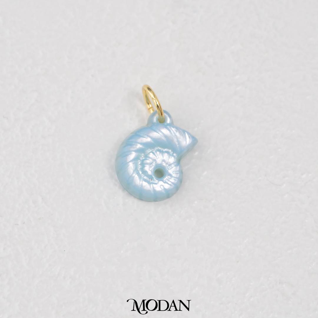 Blue White Pink Spiral Shell Charm DIY Pendant Liontin Cangkang Kerang Spiral Hypoallergenic Gold Filled