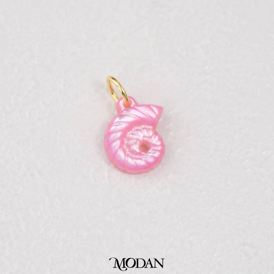 Blue White Pink Spiral Shell Charm DIY Pendant Liontin Cangkang Kerang Spiral Hypoallergenic Gold Filled