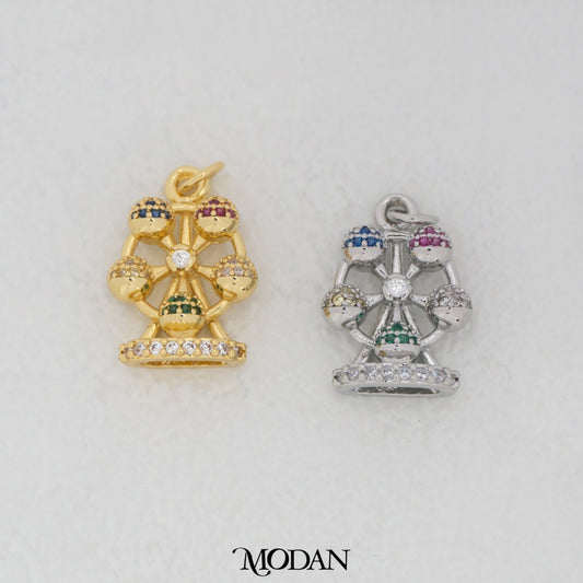 Colorful Ferris Wheel DIY Charm Liontin Bianglala Warna Warni Hypoallergenic Gold Filled