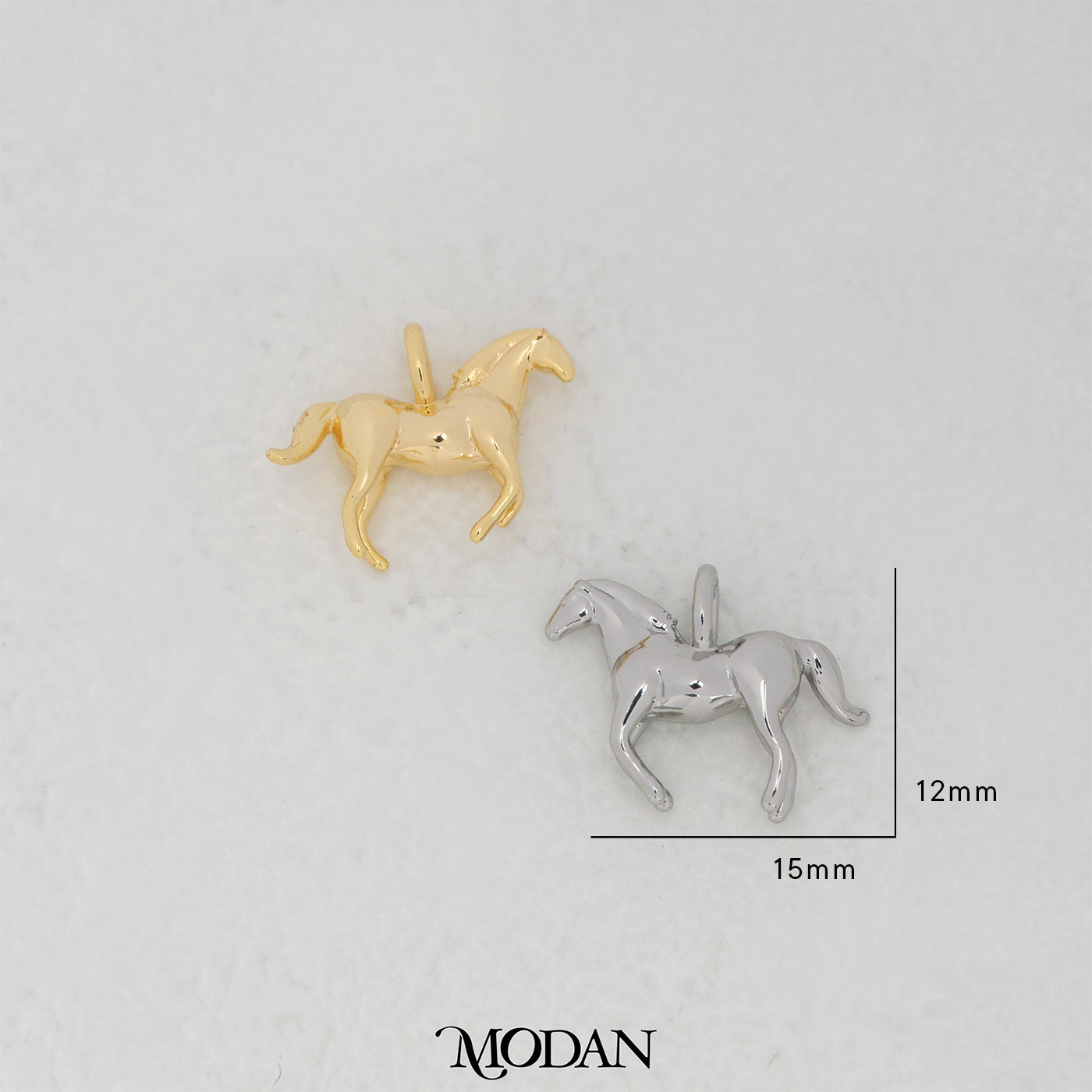 Plain 3D Horse DIY Charm Liontin Kuda 3D Hypoallergenic Gold  Filled