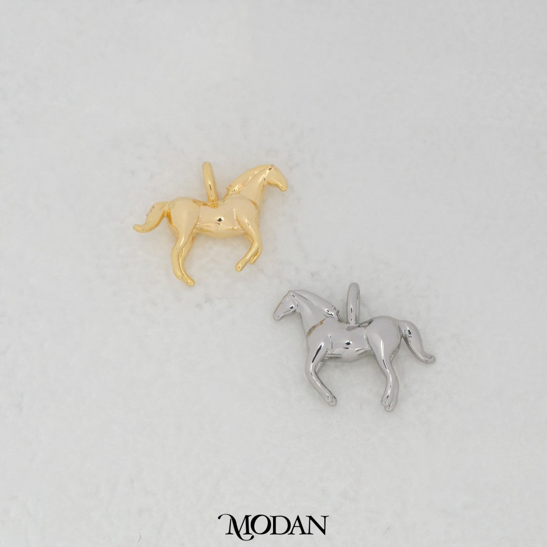 Plain 3D Horse DIY Charm Liontin Kuda 3D Hypoallergenic Gold  Filled
