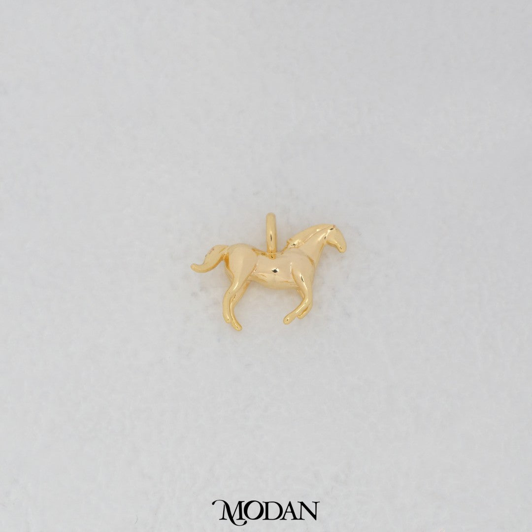 Plain 3D Horse DIY Charm Liontin Kuda 3D Hypoallergenic Gold  Filled