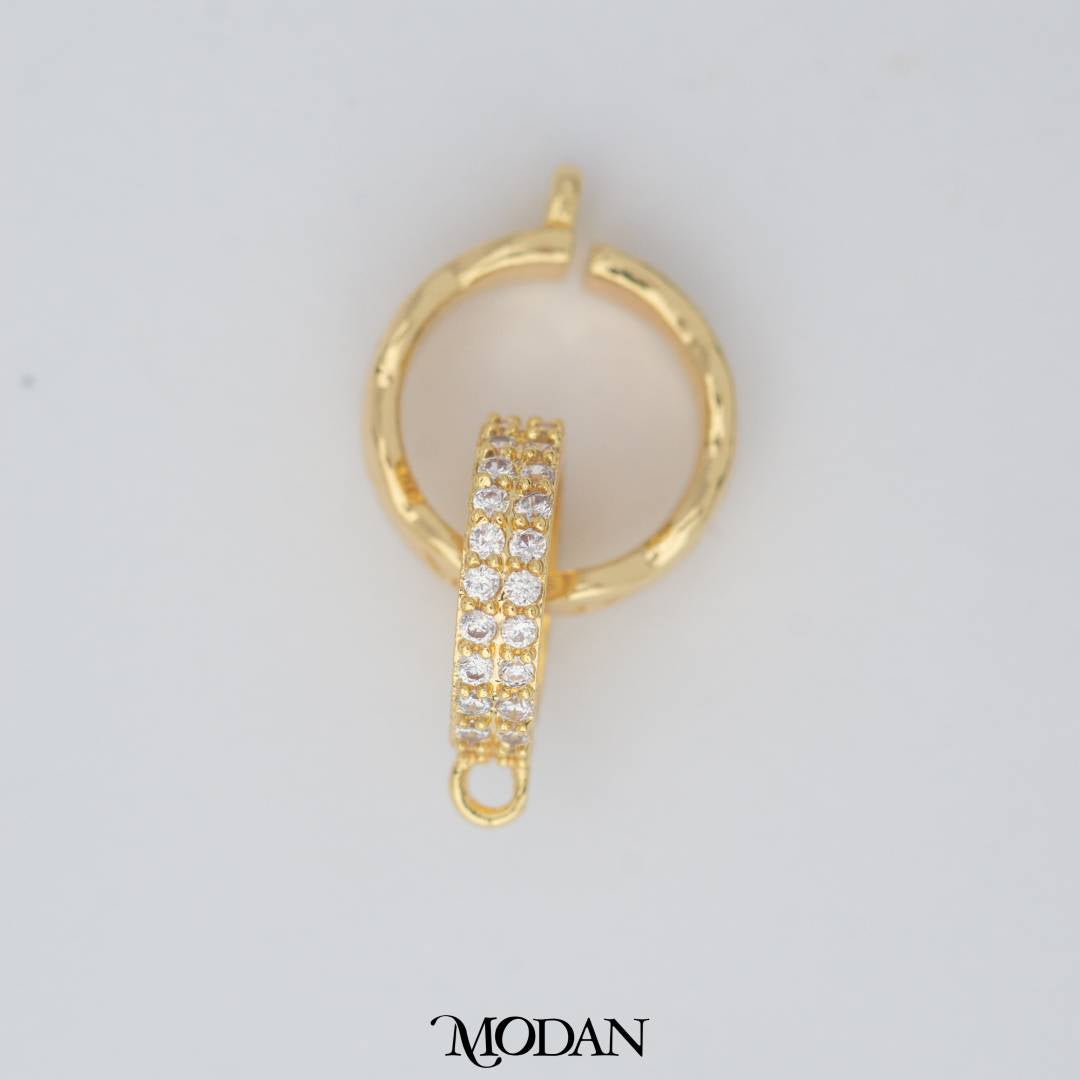Interlocking Geometical Round Shape DIY Connector Liontin Lingkaran Hypoallergenic Gold Filled