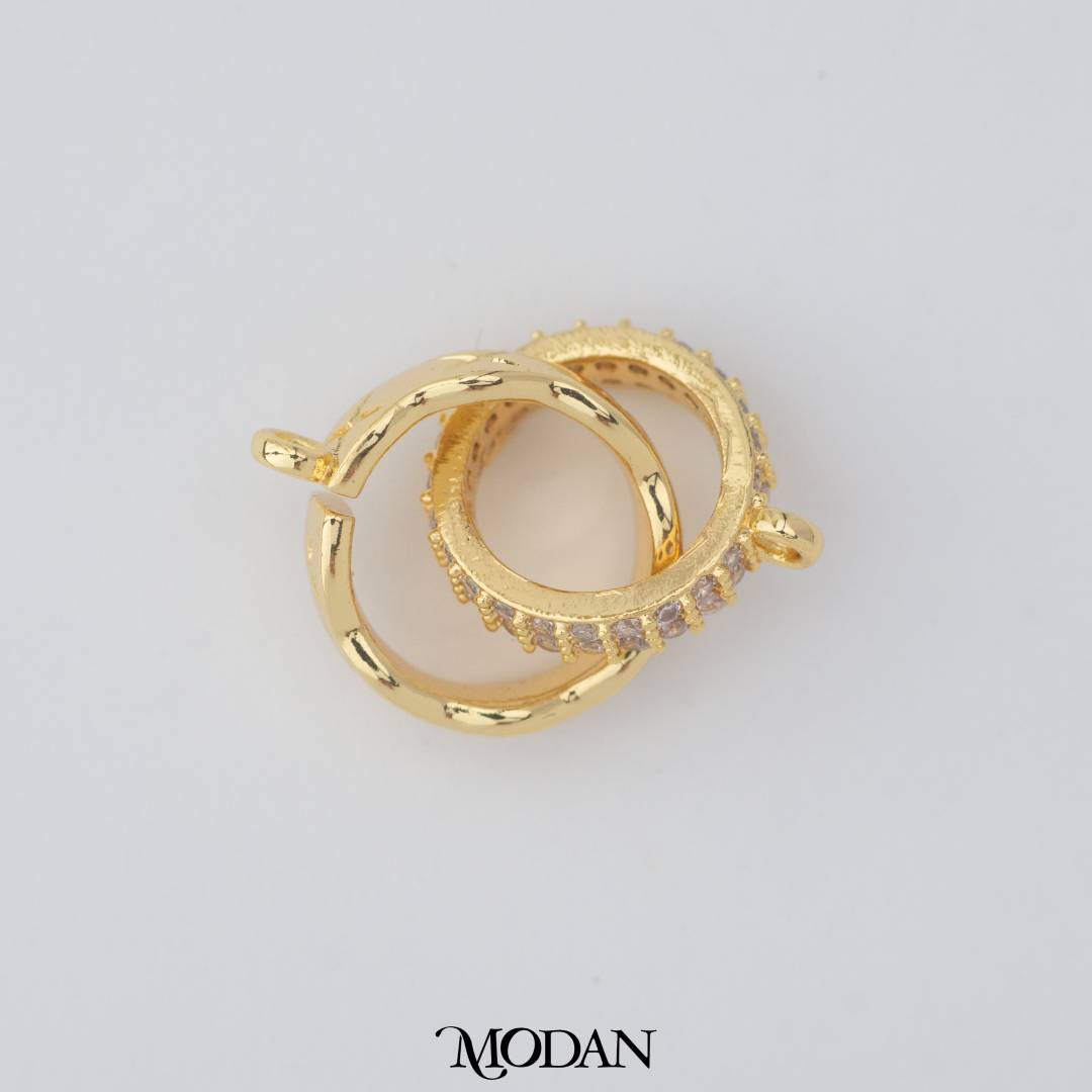 Interlocking Geometical Round Shape DIY Connector Liontin Lingkaran Hypoallergenic Gold Filled