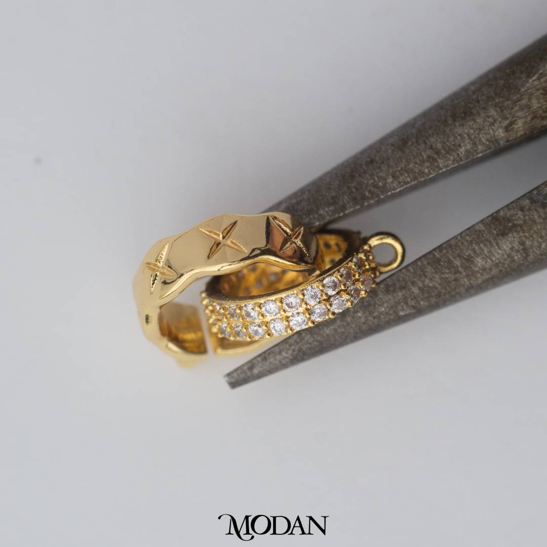 Interlocking Geometical Round Shape DIY Connector Liontin Lingkaran Hypoallergenic Gold Filled