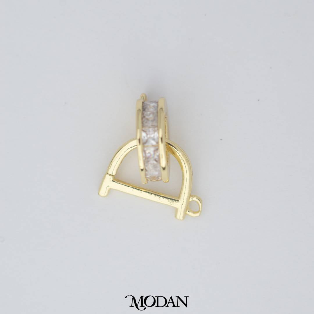 Interlocking Geometical Shape Cubic Zirconia DIY Connector Liontin Lingkaran Hypoallergenic Gold Filled