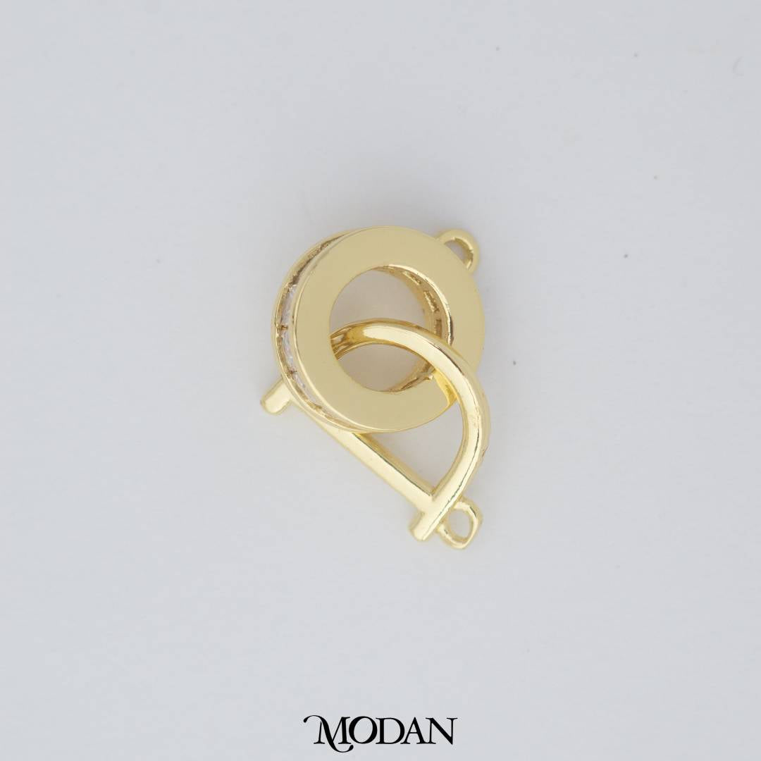 Interlocking Geometical Shape Cubic Zirconia DIY Connector Liontin Lingkaran Hypoallergenic Gold Filled