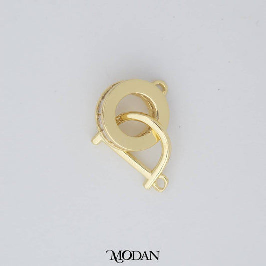 Interlocking Geometical Shape Cubic Zirconia DIY Connector Liontin Lingkaran Hypoallergenic Gold Filled