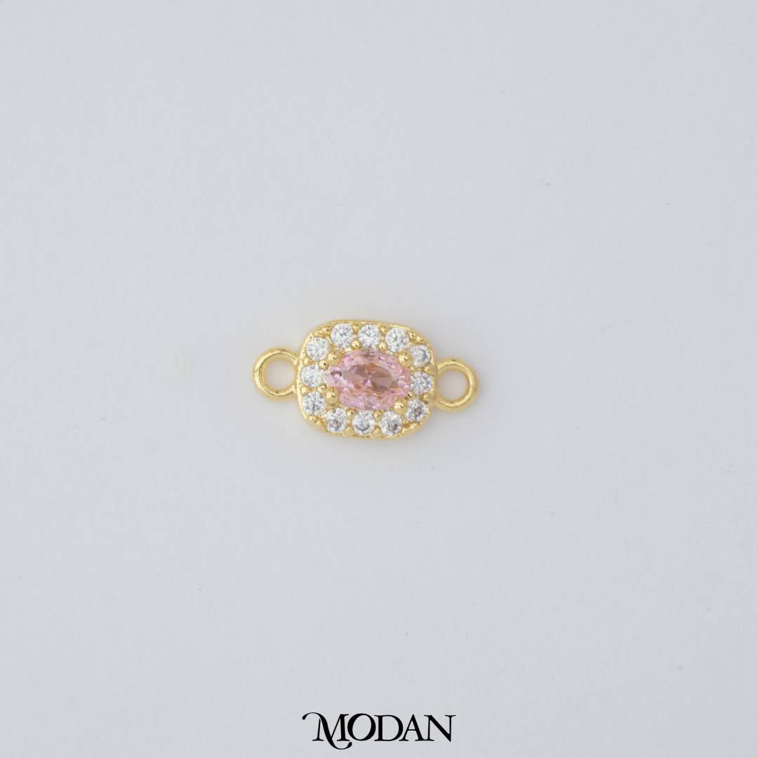 Mini Round Colorful Cubic Zirconia DIY Connector Liontin Lingkaran Warna - Warni Hypoallergenic Gold Filled