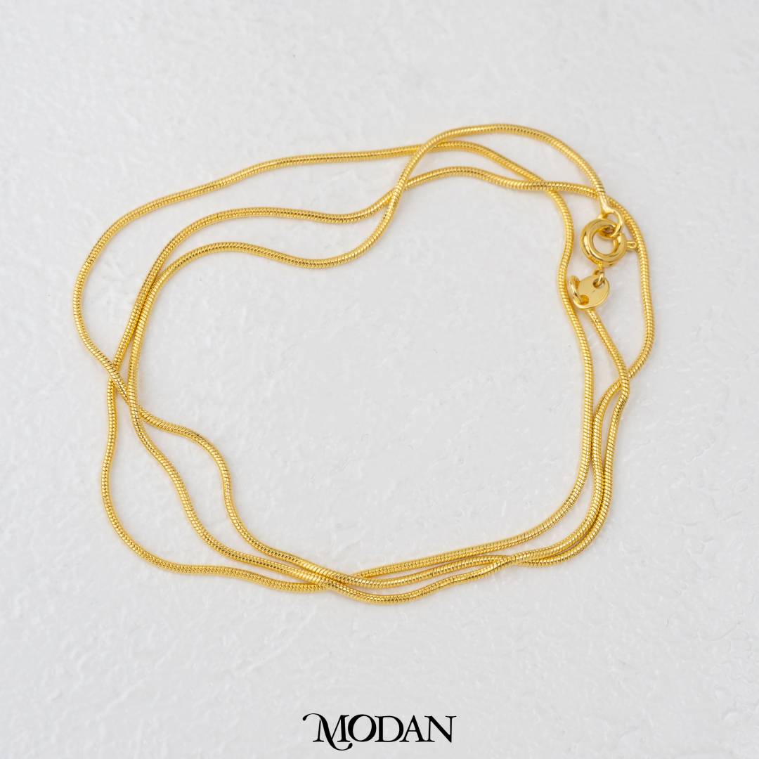 53cm Light Gold Round Snake Chain Daily Wear Necklace DIY Chain Rantai Kalung Hypoallergenic Gold Filled