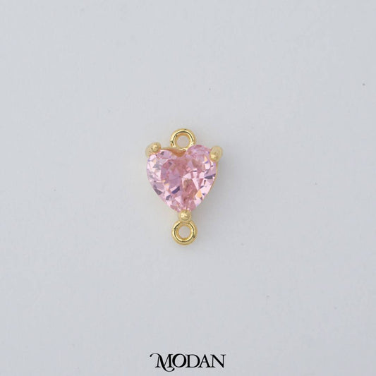 Mini Pink Heart Love DIY Connector Liontin Hati Hypoallergenic Gold Filled