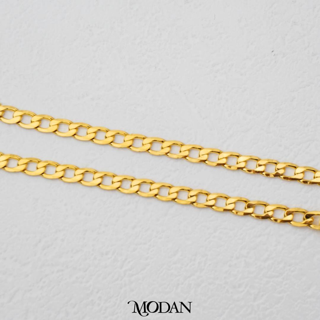 Plain Curb Chain DIY Chain Rantai Kalung Hypoallergenic Gold Plated