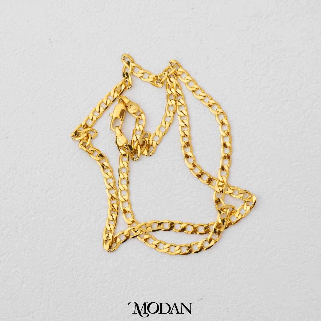 Plain Curb Chain DIY Chain Rantai Kalung Hypoallergenic Gold Plated