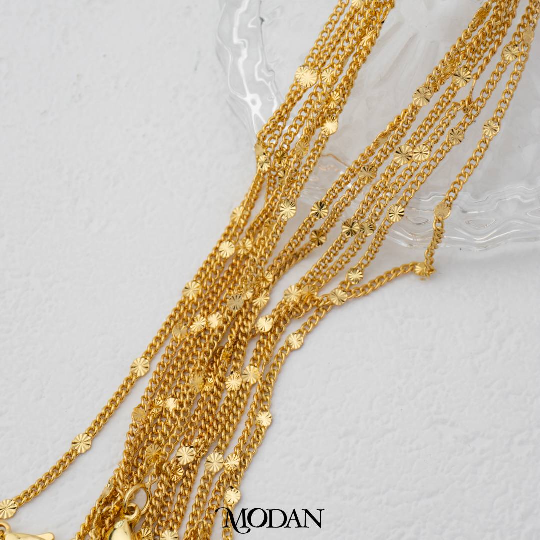 Sun Satellite Curb Chain DIY Chain Rantai Kalung Hypoallergenic Gold Filled