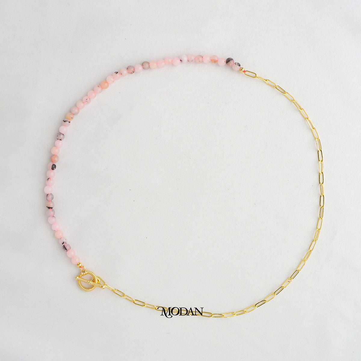 4mm Black Pink Clear Beaded Paperclip Necklace Kalung Manik Crystal Hypoallergenic Gold Plated