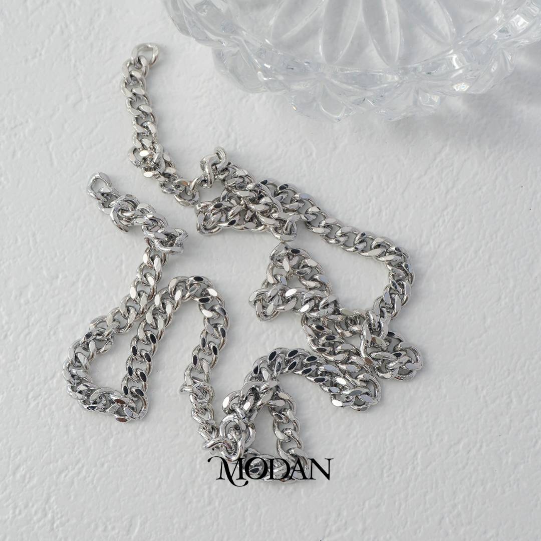 Plain Cuban Chain Necklace Rantai Kalung Sisik Naga Setengah Jadi Polos Hypoallergenic Gold Filled