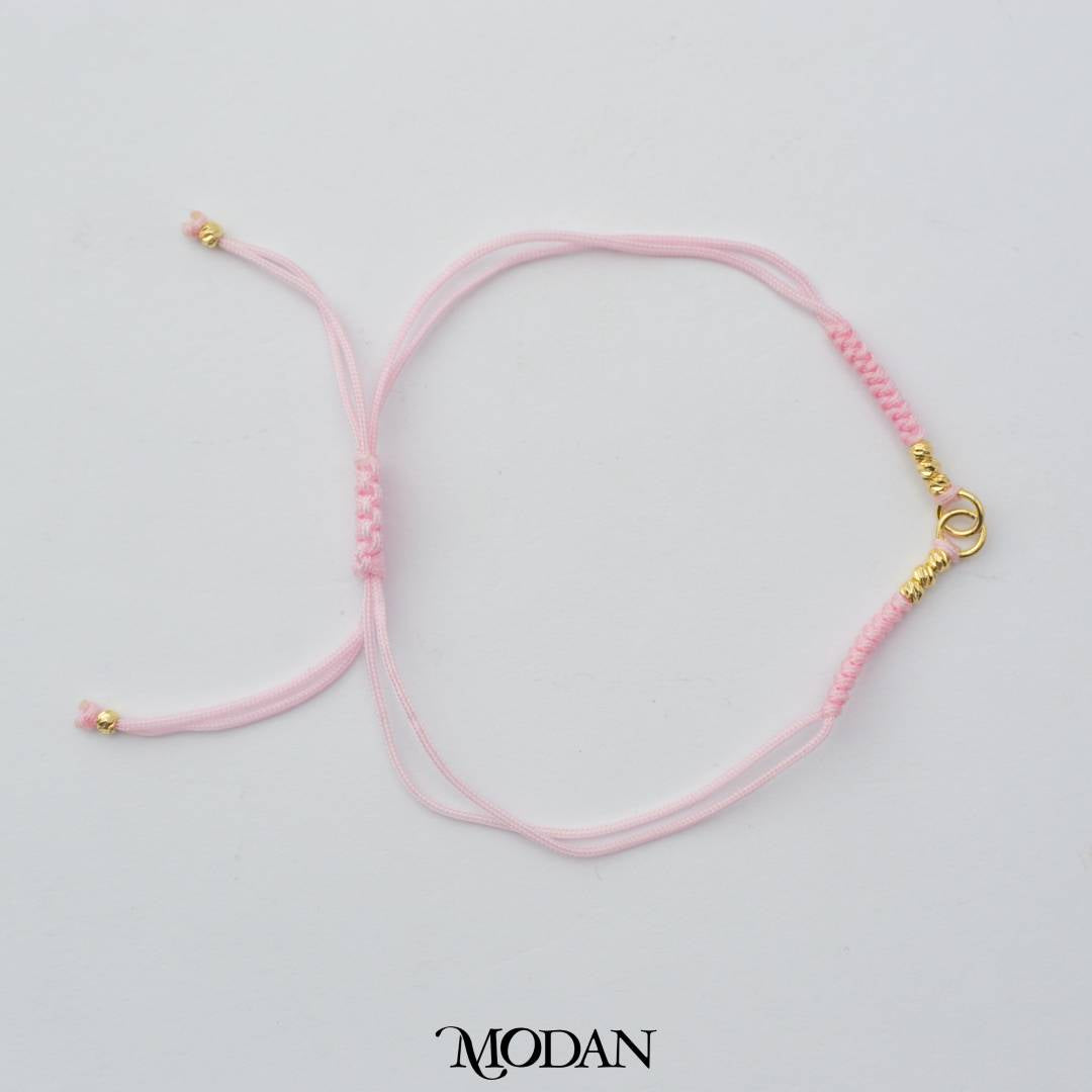 Unfinished Pink White Adjustable Cotton Bracelet DIY Gelang Serut Hypoallergenic Gold Plated