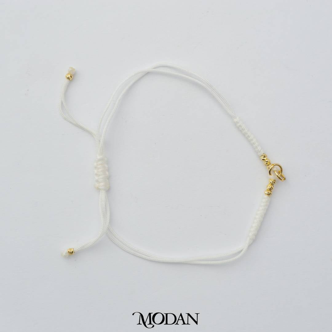 Unfinished Pink White Adjustable Cotton Bracelet DIY Gelang Serut Hypoallergenic Gold Plated