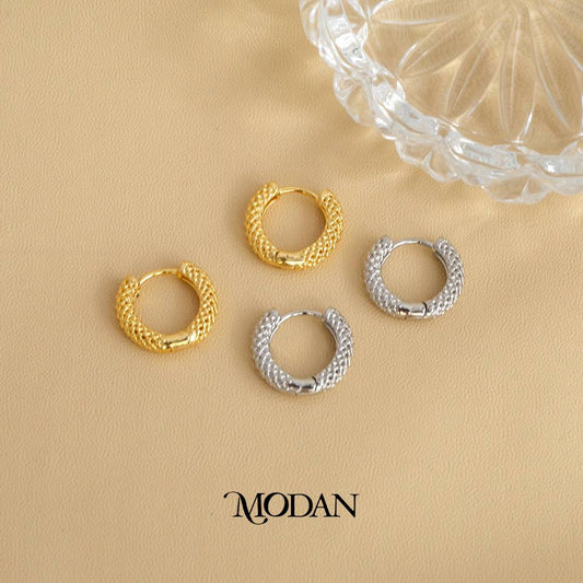 Classy Elegant Textured Hoop Earrings Anting Hoop Hypoallergenic Gold Filled