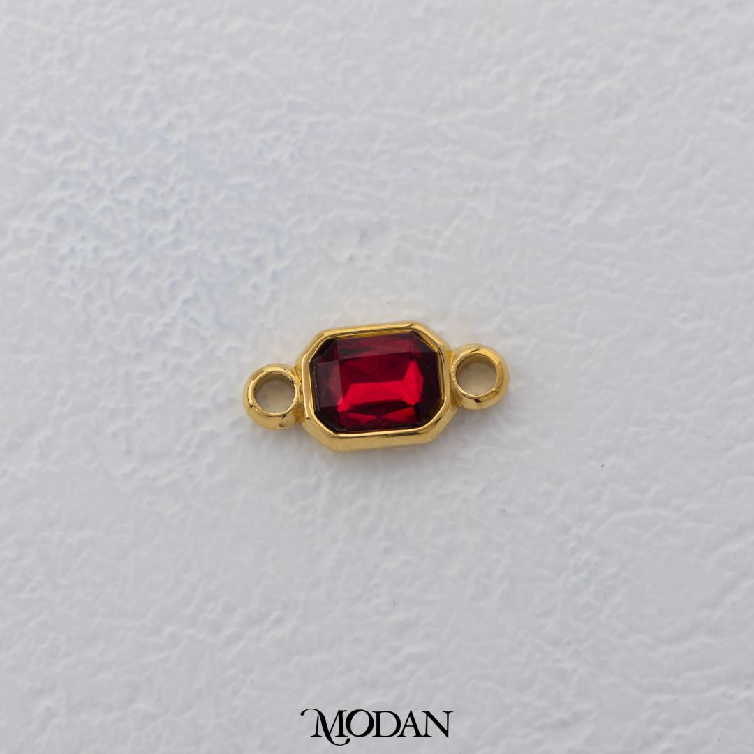 Green & Fuchsia Radiant Cut DIY Connector Liontin Persegi Berlian Warna-Warni Hypoallergenic Stainless Steel