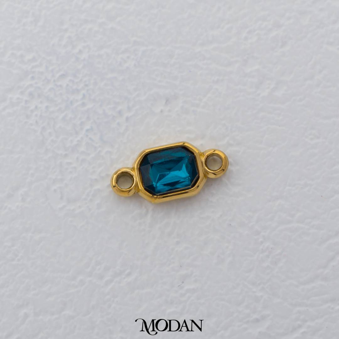 Green & Fuchsia Radiant Cut DIY Connector Liontin Persegi Berlian Warna-Warni Hypoallergenic Stainless Steel