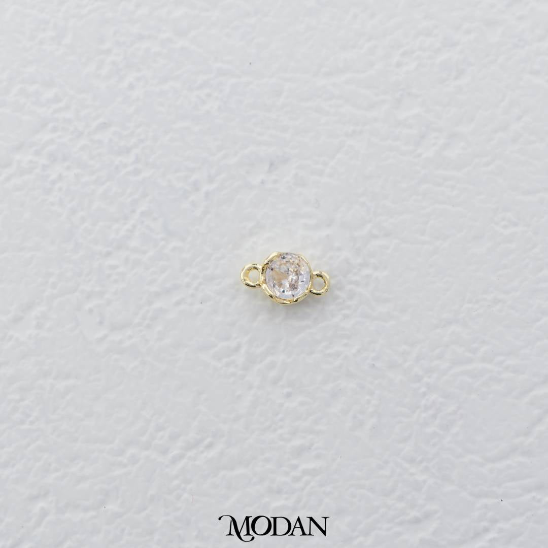 Tiny Solitaire Clear Zirconia DIY Connector Liontin Lingkaran Hypoallergenic Gold Filled