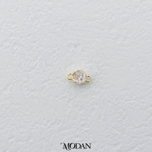 Tiny Solitaire Clear Zirconia DIY Connector Liontin Lingkaran Hypoallergenic Gold Filled
