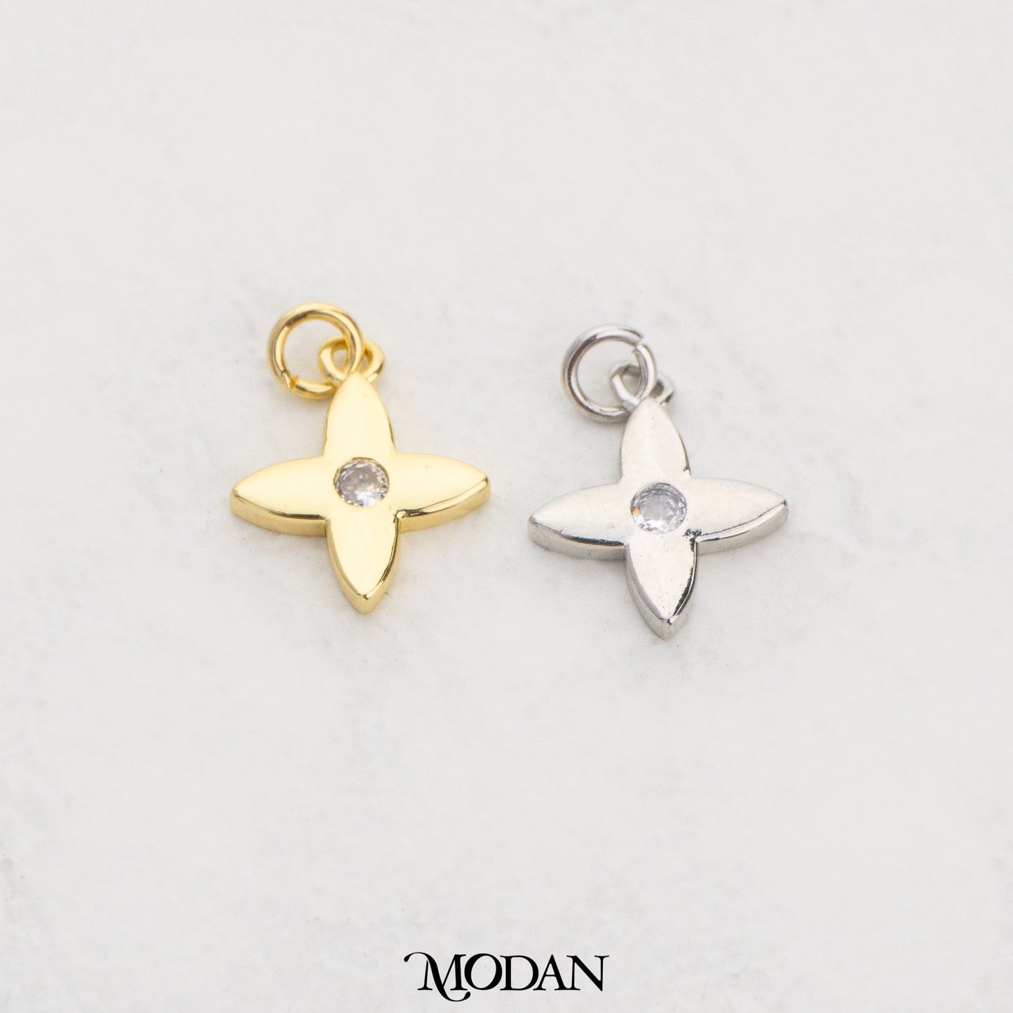 Simple Flower Starburst DIY Charm Liontin Bunga Bintang Hypoallergenic Gold Filled
