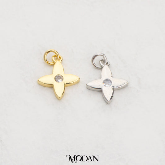 Simple Flower Starburst DIY Charm Liontin Bunga Bintang Hypoallergenic Gold Filled