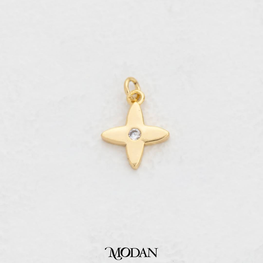 Simple Flower Star DIY Charm Liontin Bunga Bintang Hypoallergenic Gold Filled