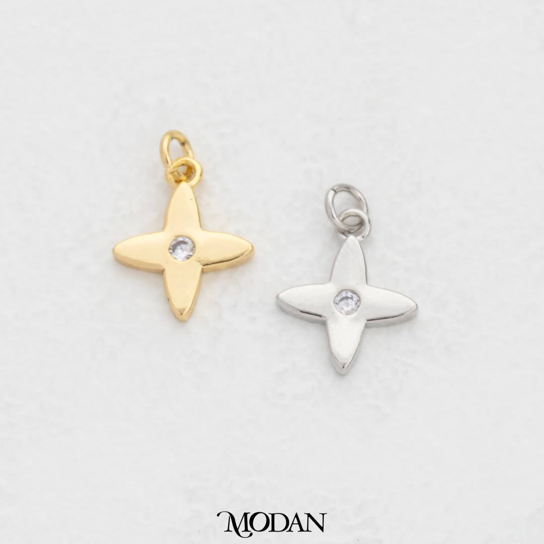 Simple Flower Star DIY Charm Liontin Bunga Bintang Hypoallergenic Gold Filled