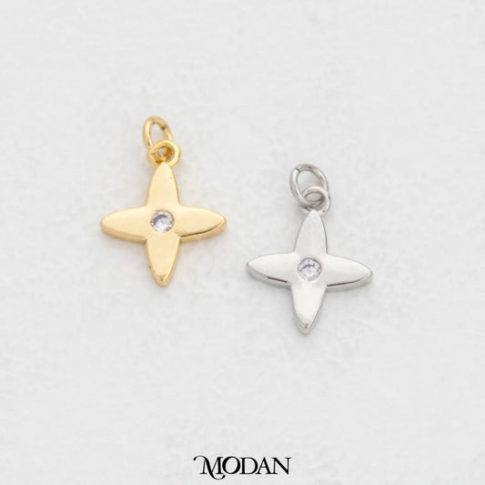 Simple Flower Star DIY Charm Liontin Bunga Bintang Hypoallergenic Gold Filled