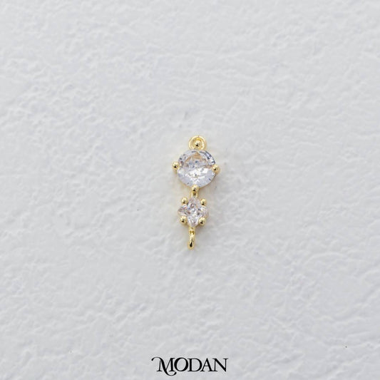 Mini Double Round Clear Zirconia DIY Connector Liontin Lingkaran Hypoallergenic Gold Filled