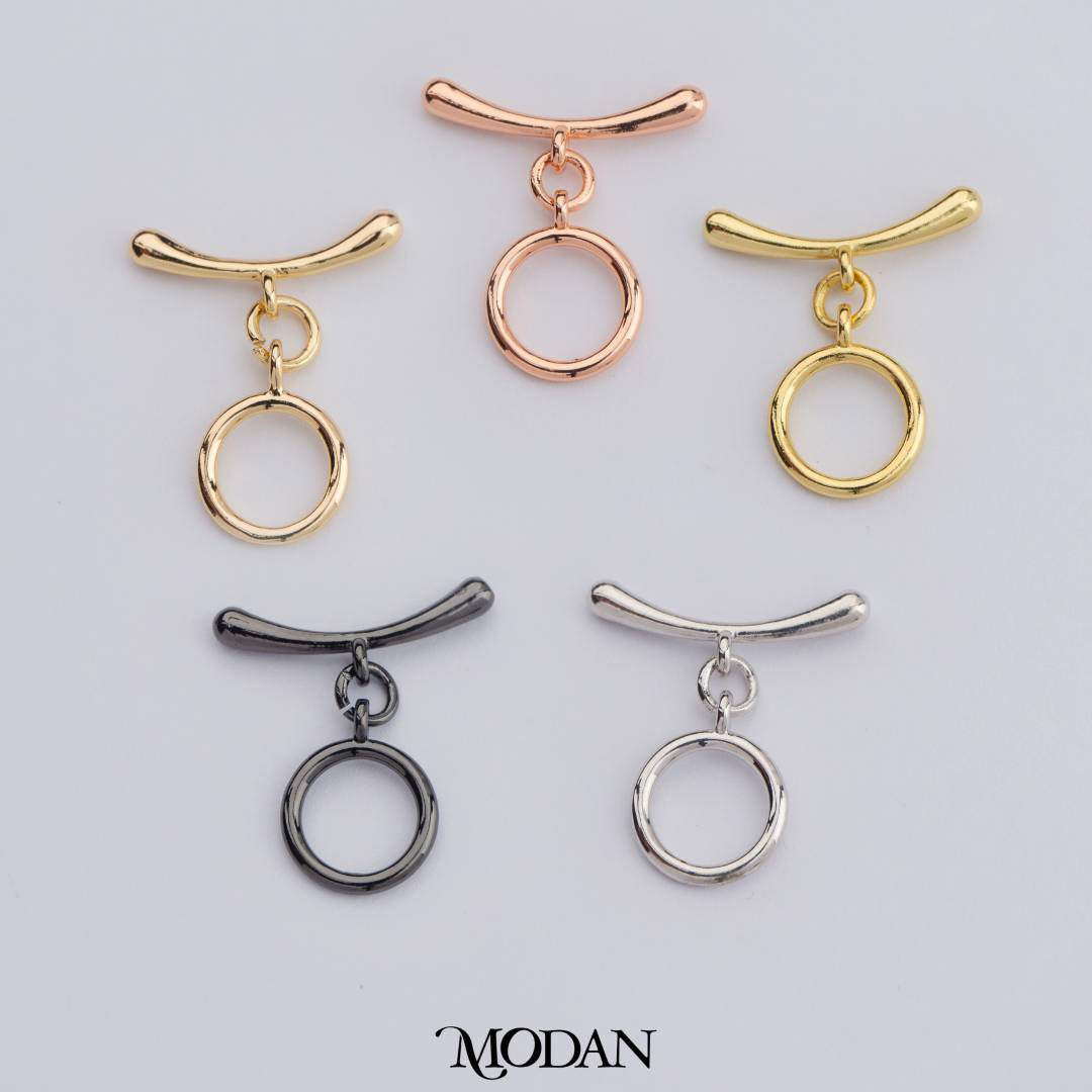 Round Curved Bar Toggle Clasp DIY Necklace Closure Pengait Gelang Hypoallergenic Gold Plated
