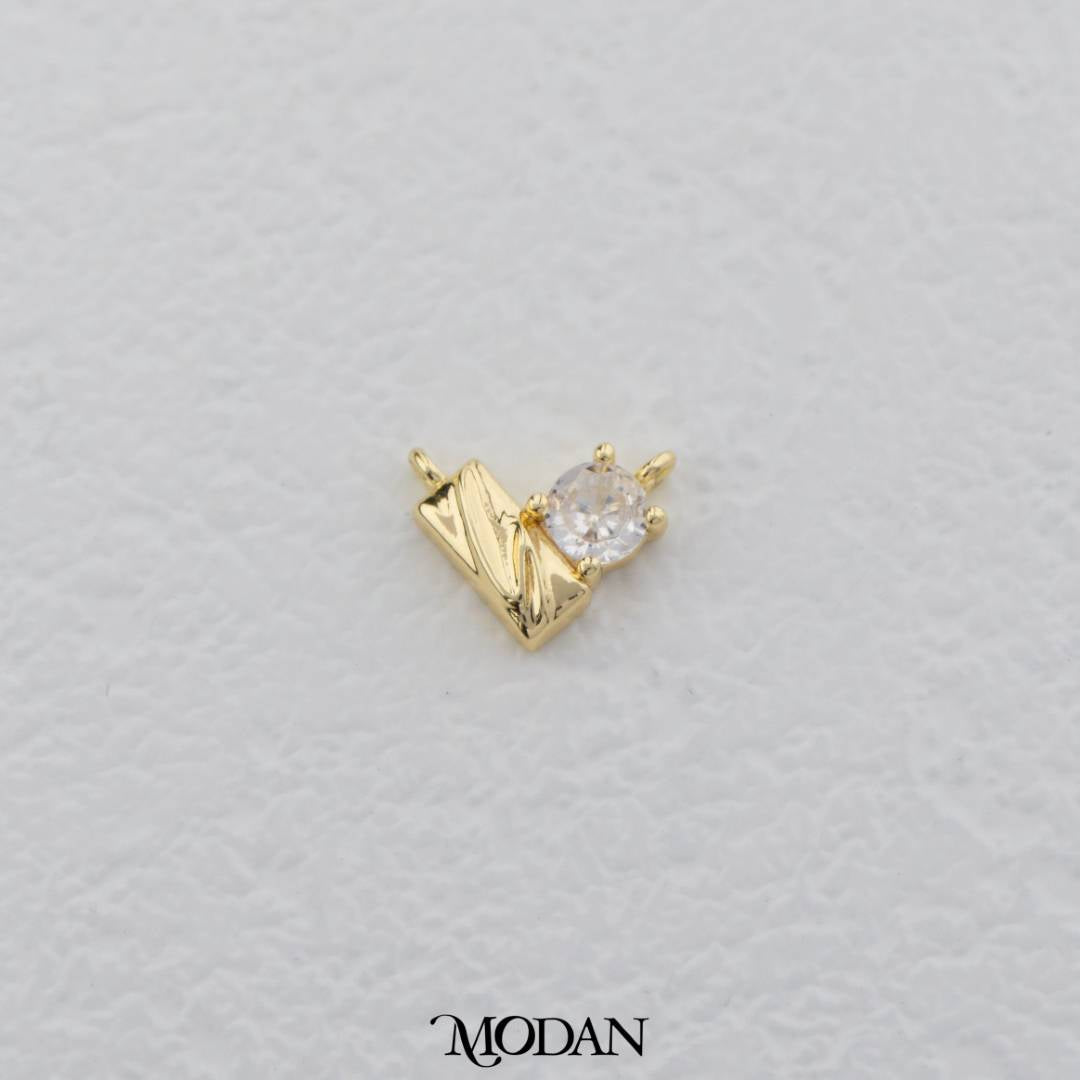 Mini Solitaire Rectangular Love Shaped DIY Connector Liontin Hati Hypoallergenic Gold Filled