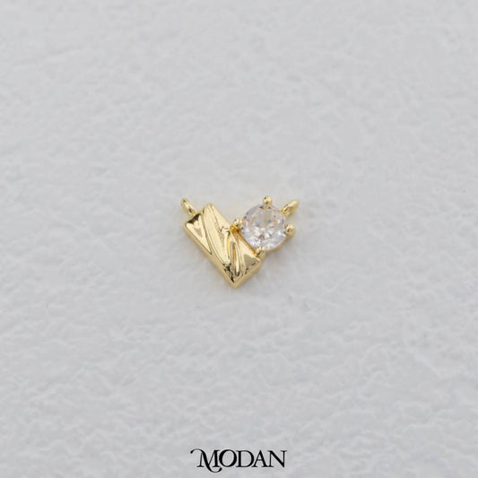 Mini Solitaire Rectangular Love Shaped DIY Connector Liontin Hati Hypoallergenic Gold Filled