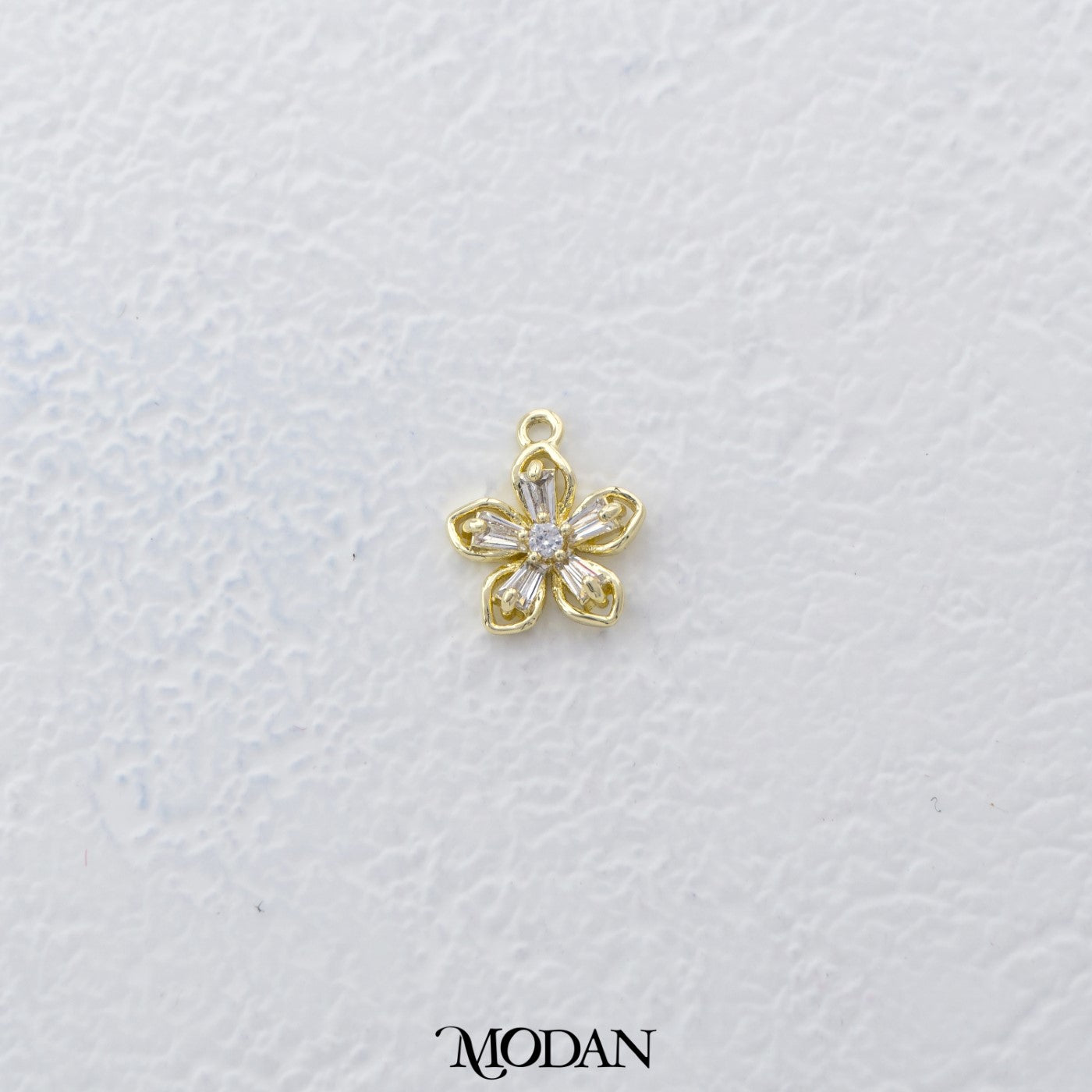Pink Clear Blooming Flower DIY Charm Liontin Bunga Mekar Hypoallergenic Gold Plated