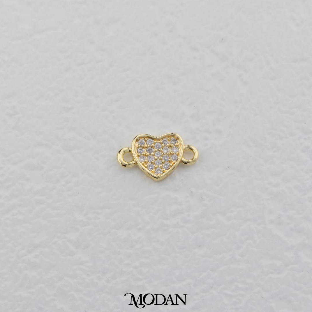 Sparkling Mini Micro Paved Heart DIY Connector Liontin Hati Hypoallergenic Gold Filled